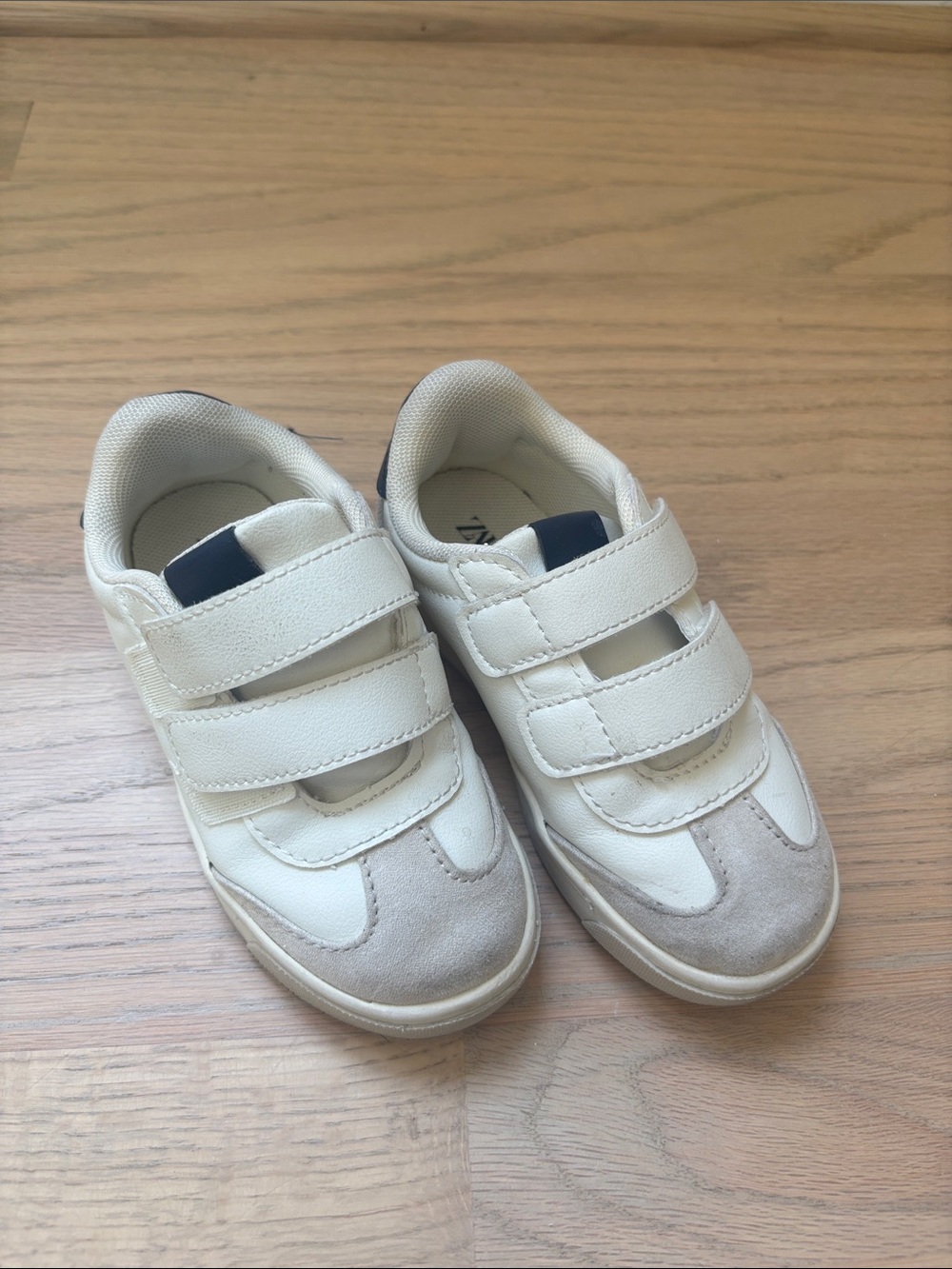 Zara Kids White and Light Gray Velcro Sneakers